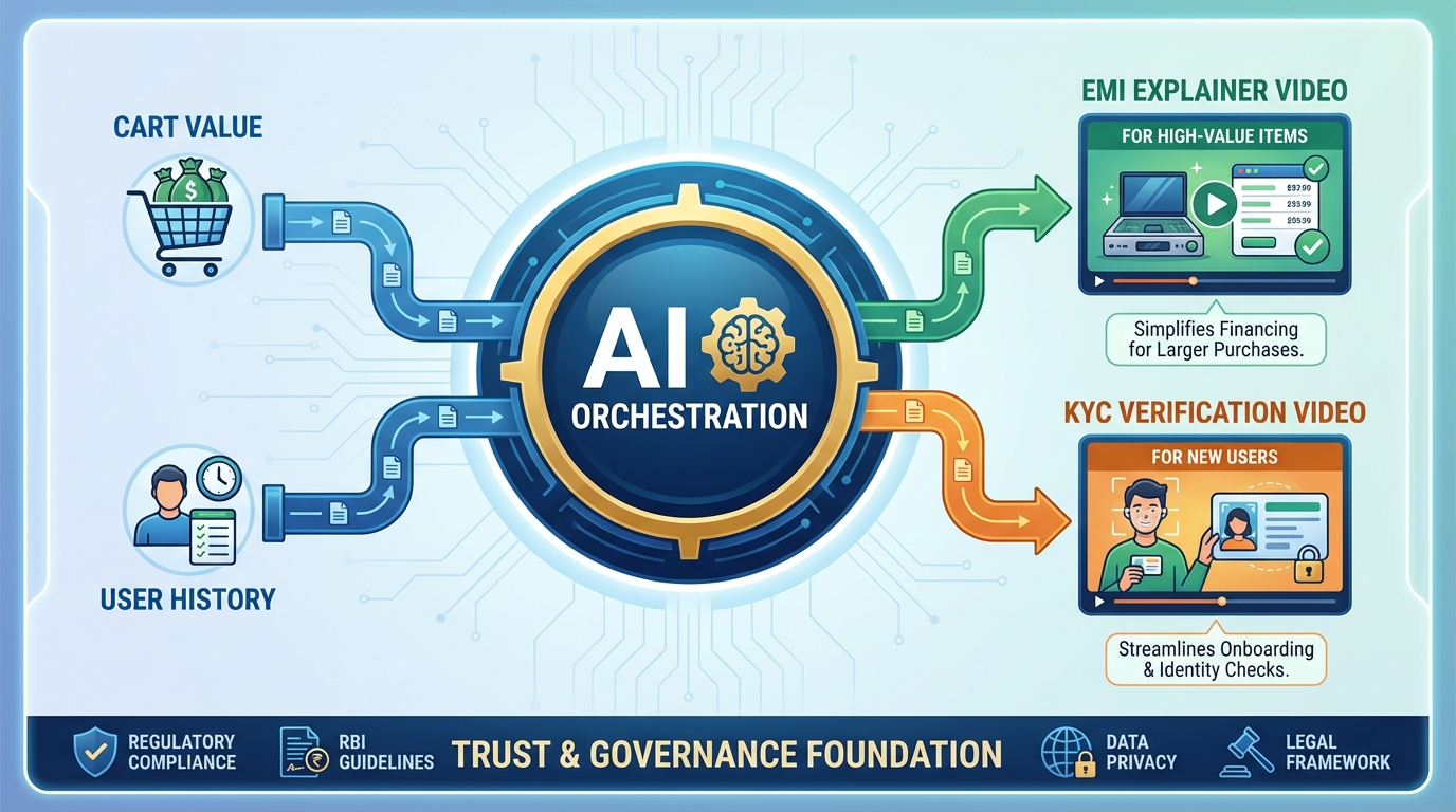 Illustration of embedded finance video marketing at checkout