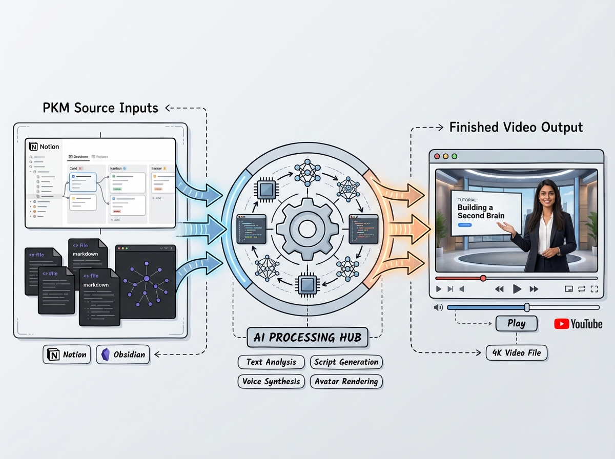 Three-phase blueprint from PKM vaults to automated YouTube publishing