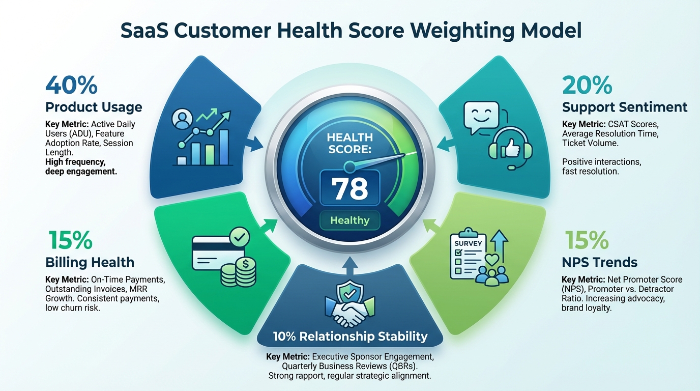 Illustration of behavioral churn signal detection in customer health scoring