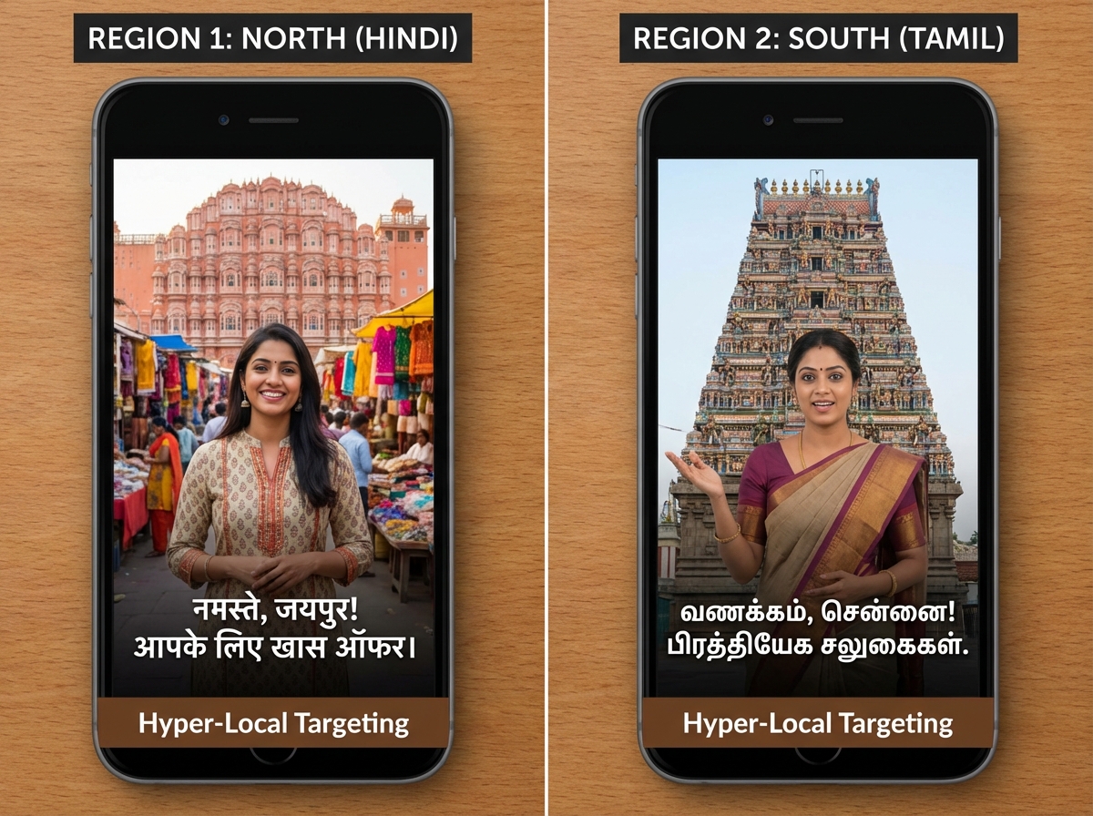 Regional personalization examples across Hindi, Tamil, and Bengali