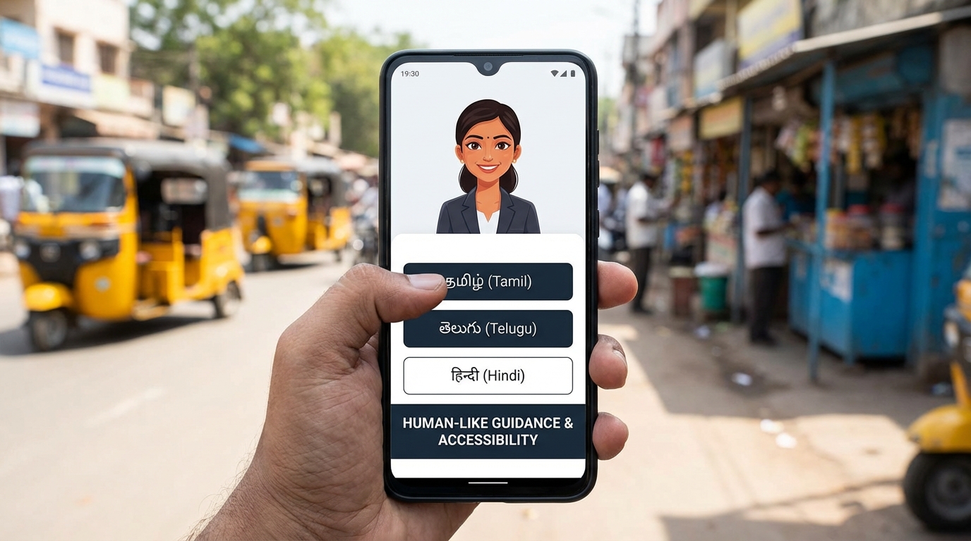 AI avatar assistant guiding shoppers in vernacular languages