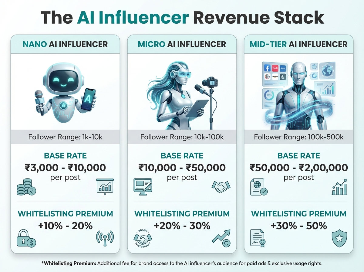 AI virtual influencer tools and workflow diagram