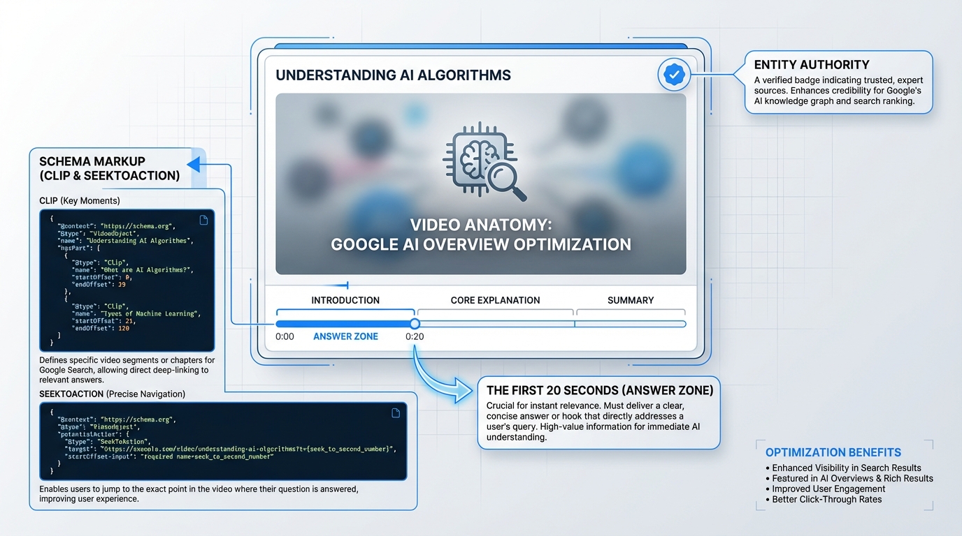 Direct-answer video blueprint showing hook, answer, expansion, and CTA structure