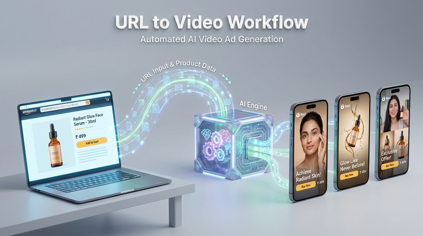 Example AI-generated product video with Indian marketplace offers and overlays