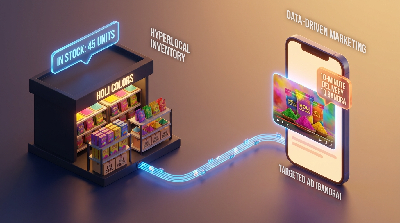 Inventory-aware Holi quick commerce video personalization example