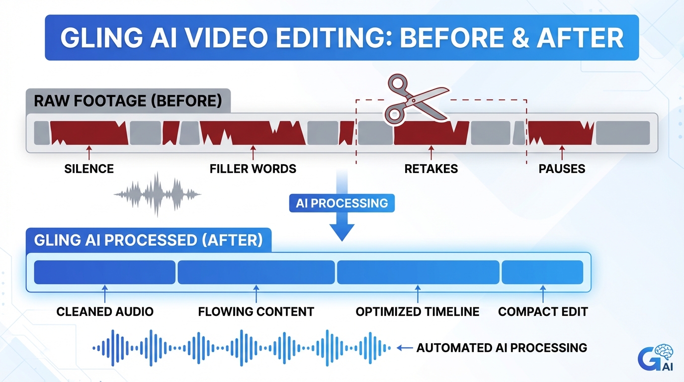Gling vs Descript AI editor comparison graphic