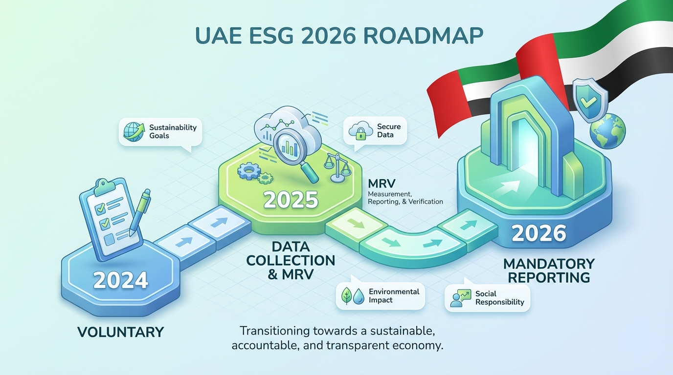 ESG reporting and compliance dashboard visualization in the UAE