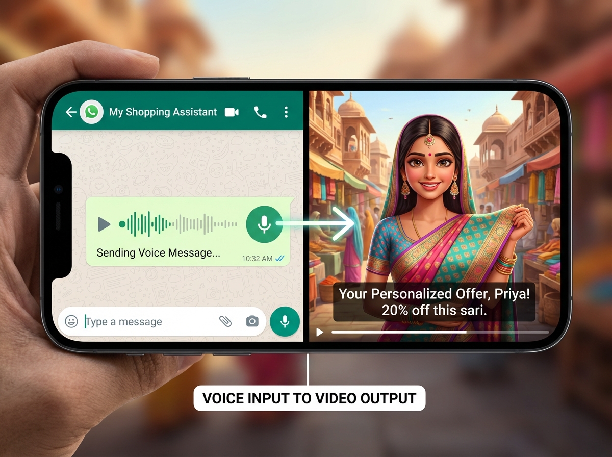 Automation workflow linking voice intent to personalized video commerce