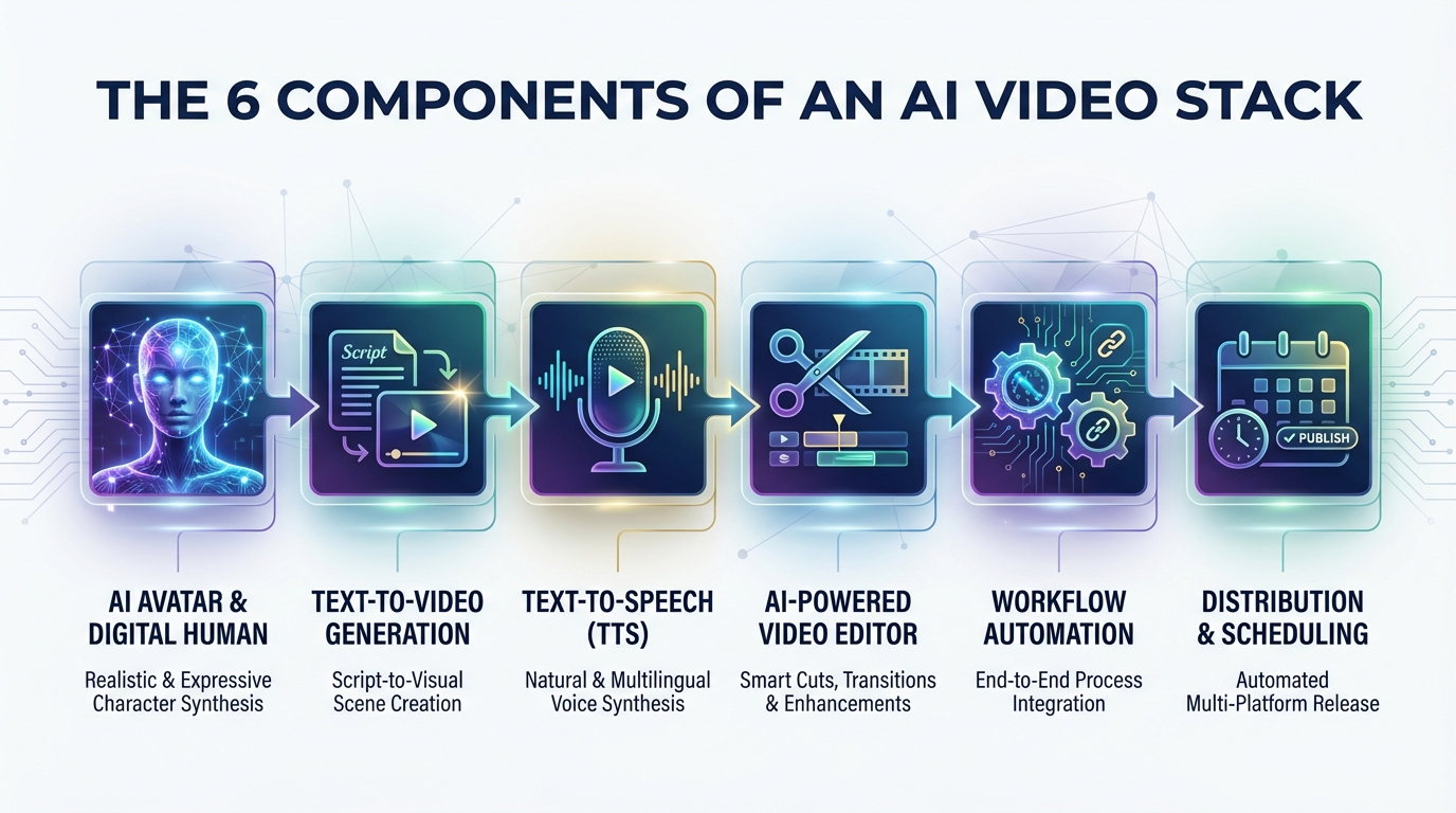 Overview diagram of an affordable AI video creation stack for India in 2026