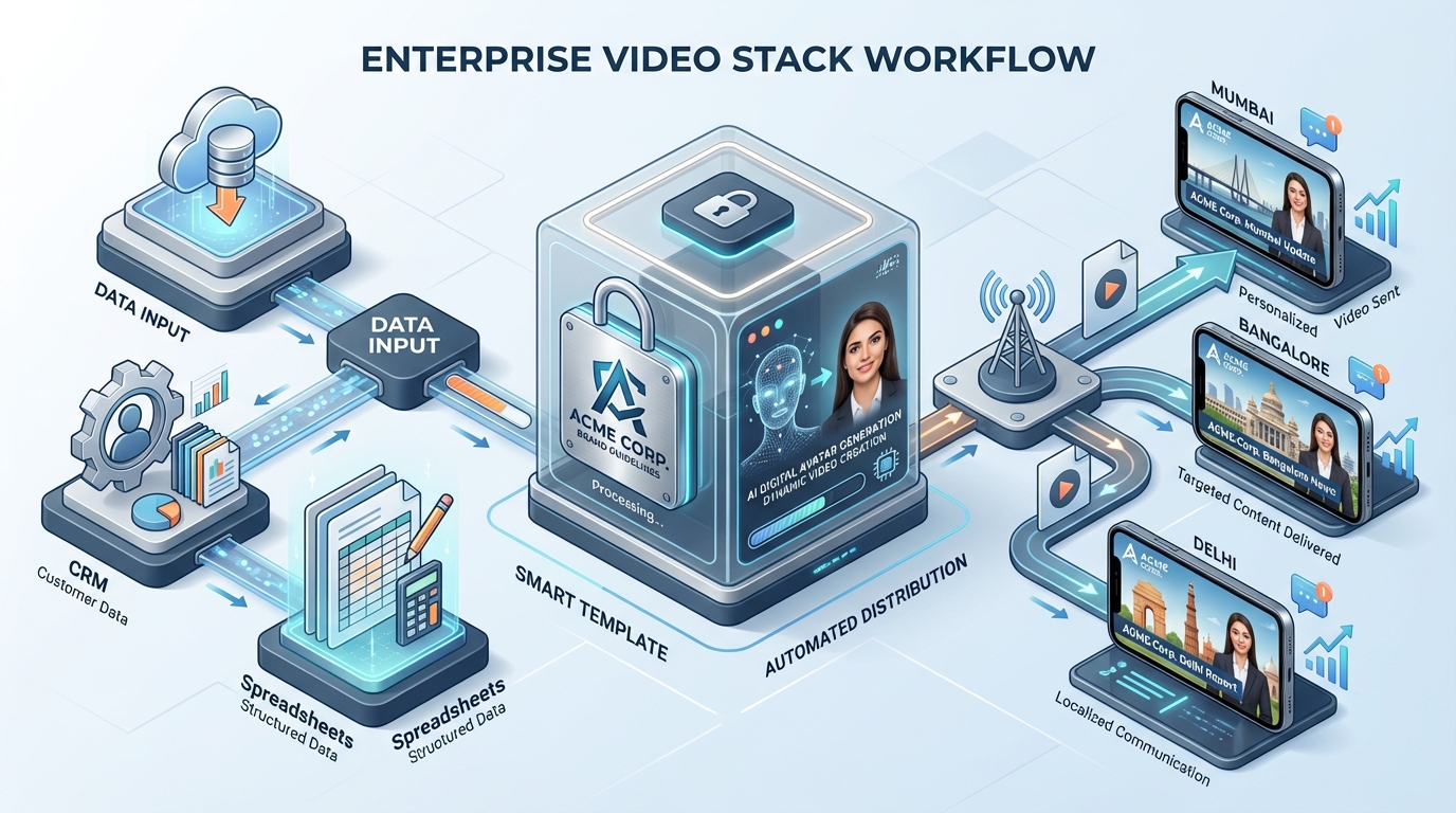Visualization of AI-powered multi-location video automation for franchises in India