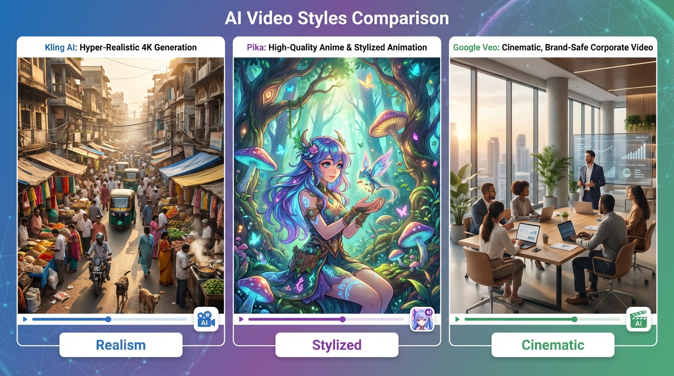 AI video tools comparison illustration
