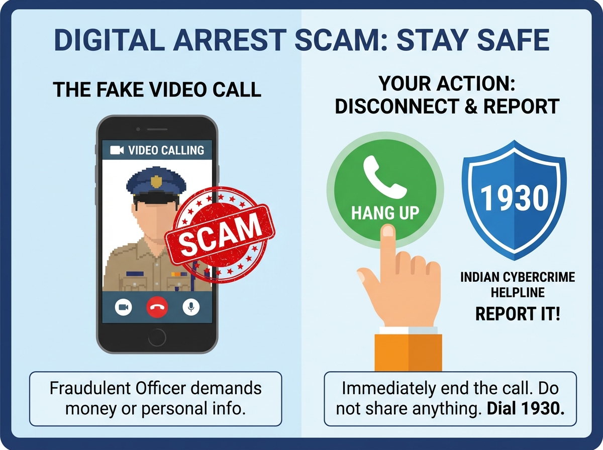 Infographic illustrating India’s 2026 digital fraud landscape and awareness priorities