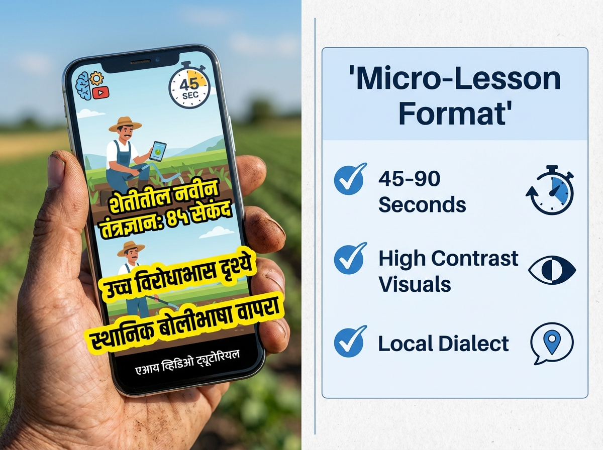 Vernacular AI video tutorials for farmers - illustrative graphic