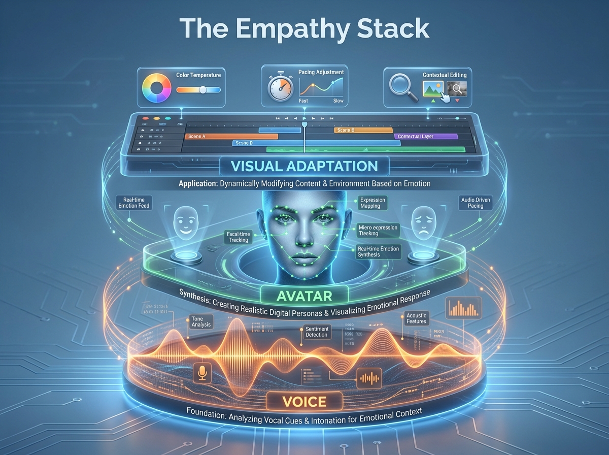 Diagram illustrating mood-based video adaptation in emotion AI marketing