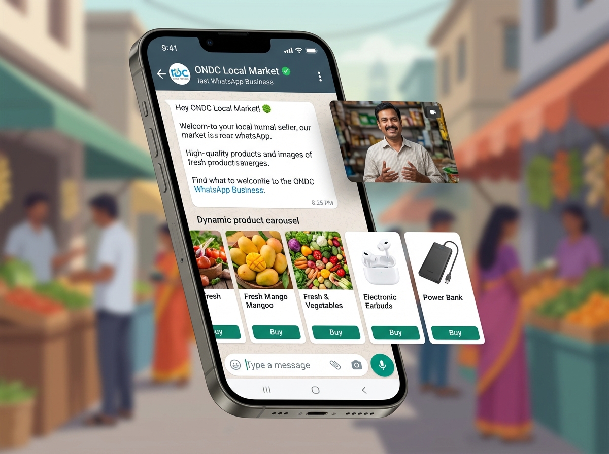 WhatsApp Business ONDC flow and buyer activation visuals