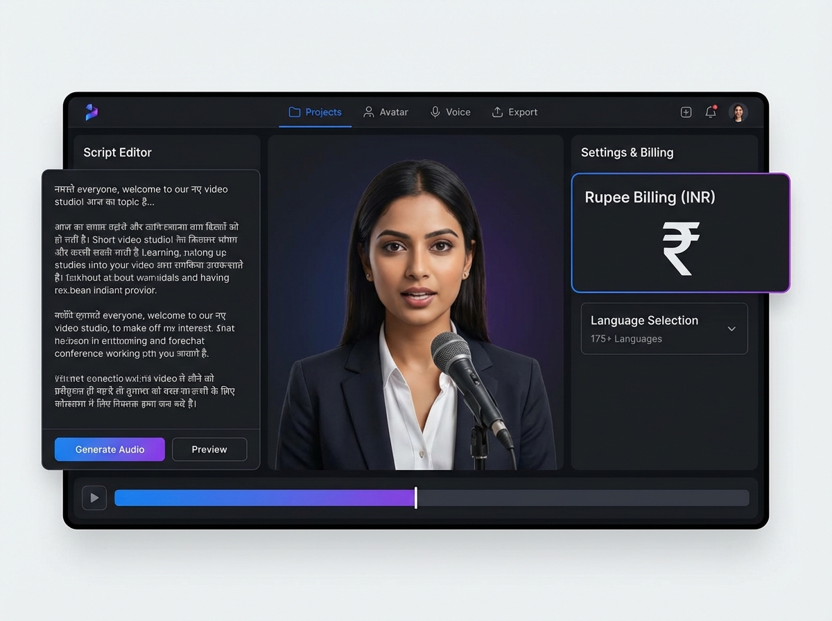 Illustration of podcast-to-video AI workflow for Indian languages