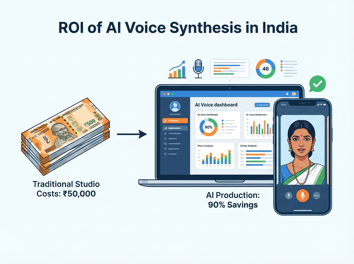 AI voice synthesis platforms in India illustration