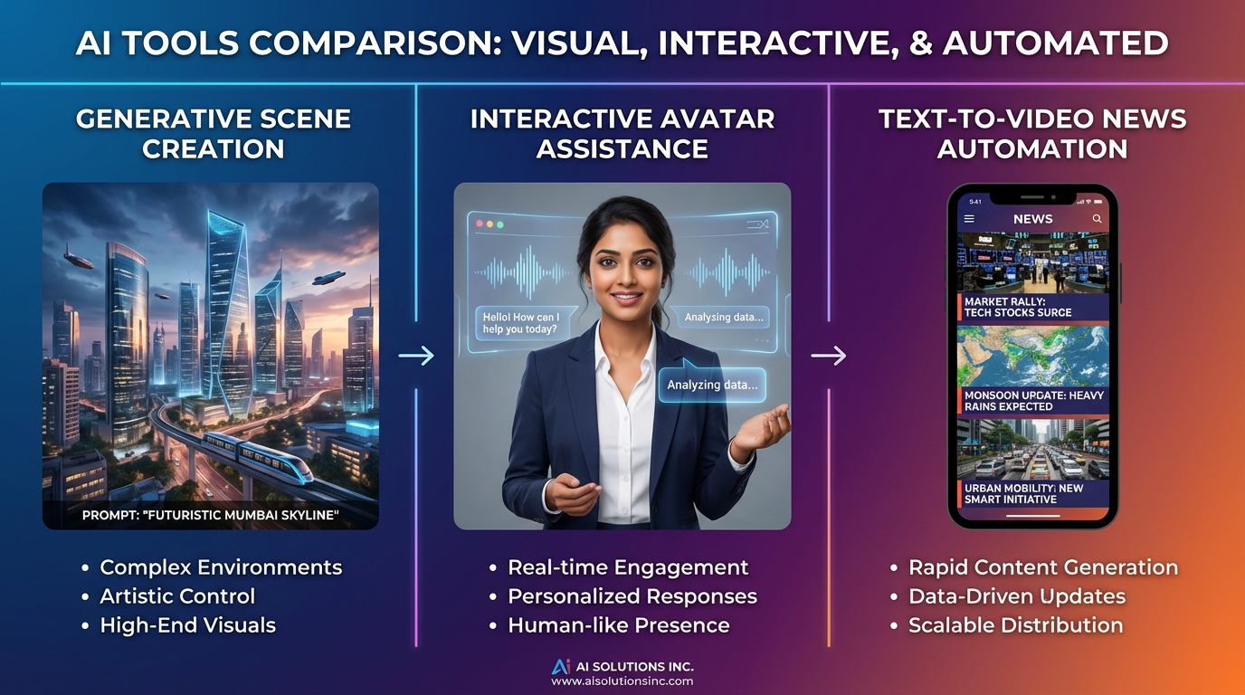 Diagram contrasting AI video generators and AI avatar generators