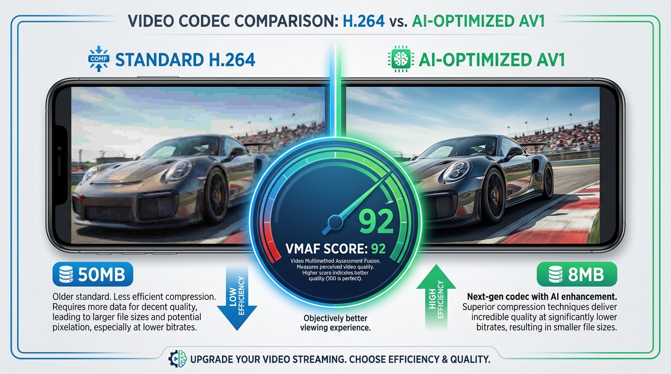 AI video compression workflow visualization for India 2026