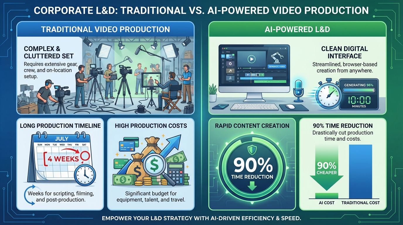 AI-powered onboarding and microlearning workflow illustration