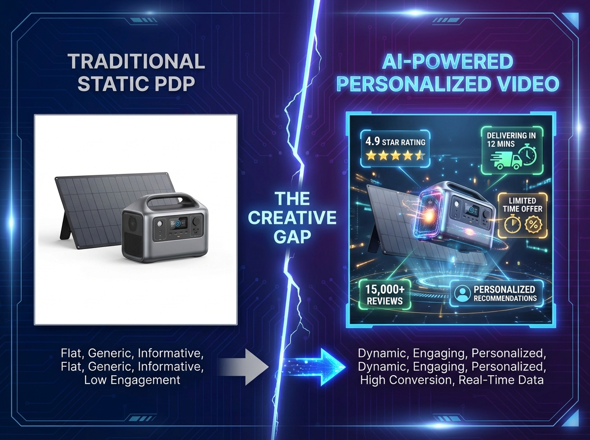 AI video ad variants and DCO workflow illustration