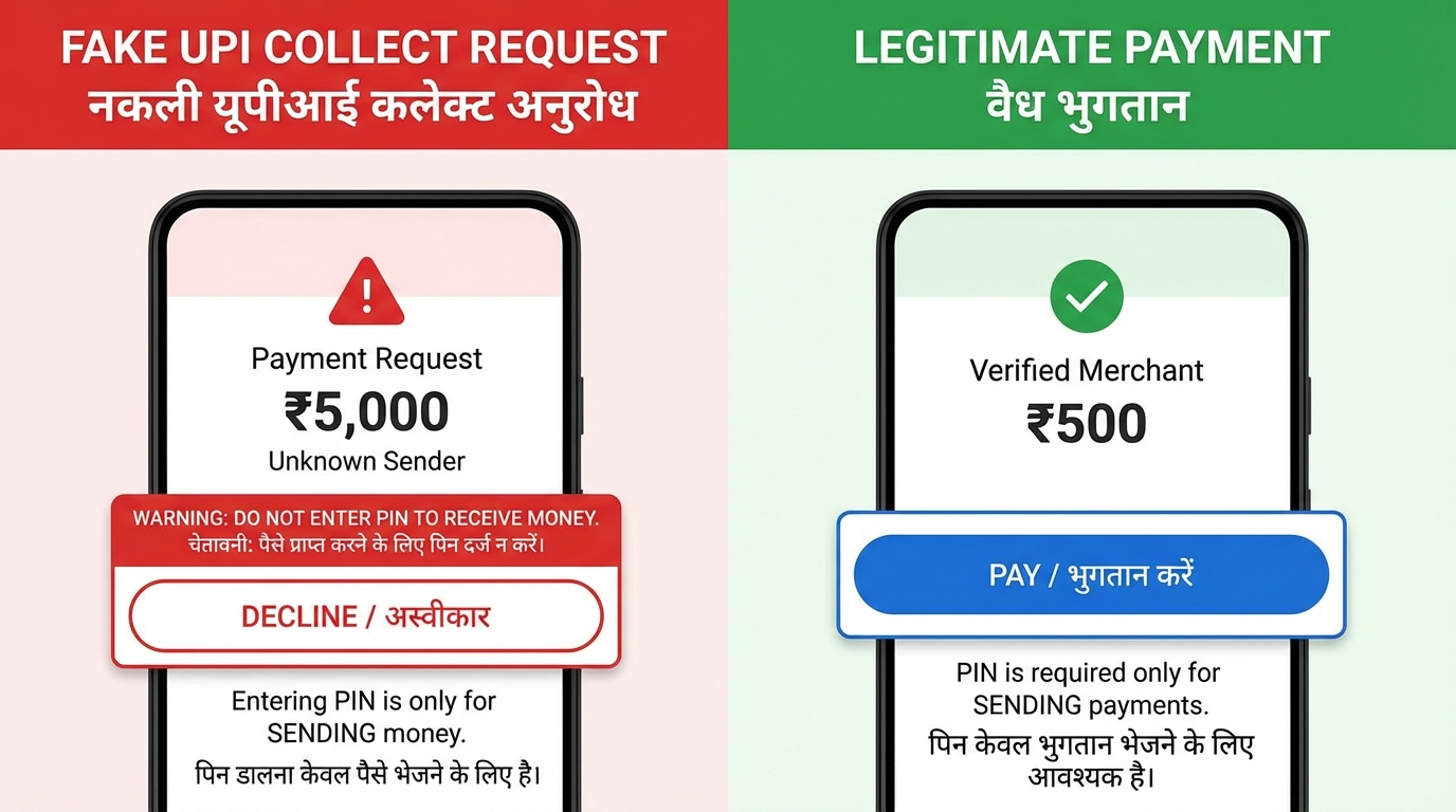 UPI scam awareness and secure payment education visual