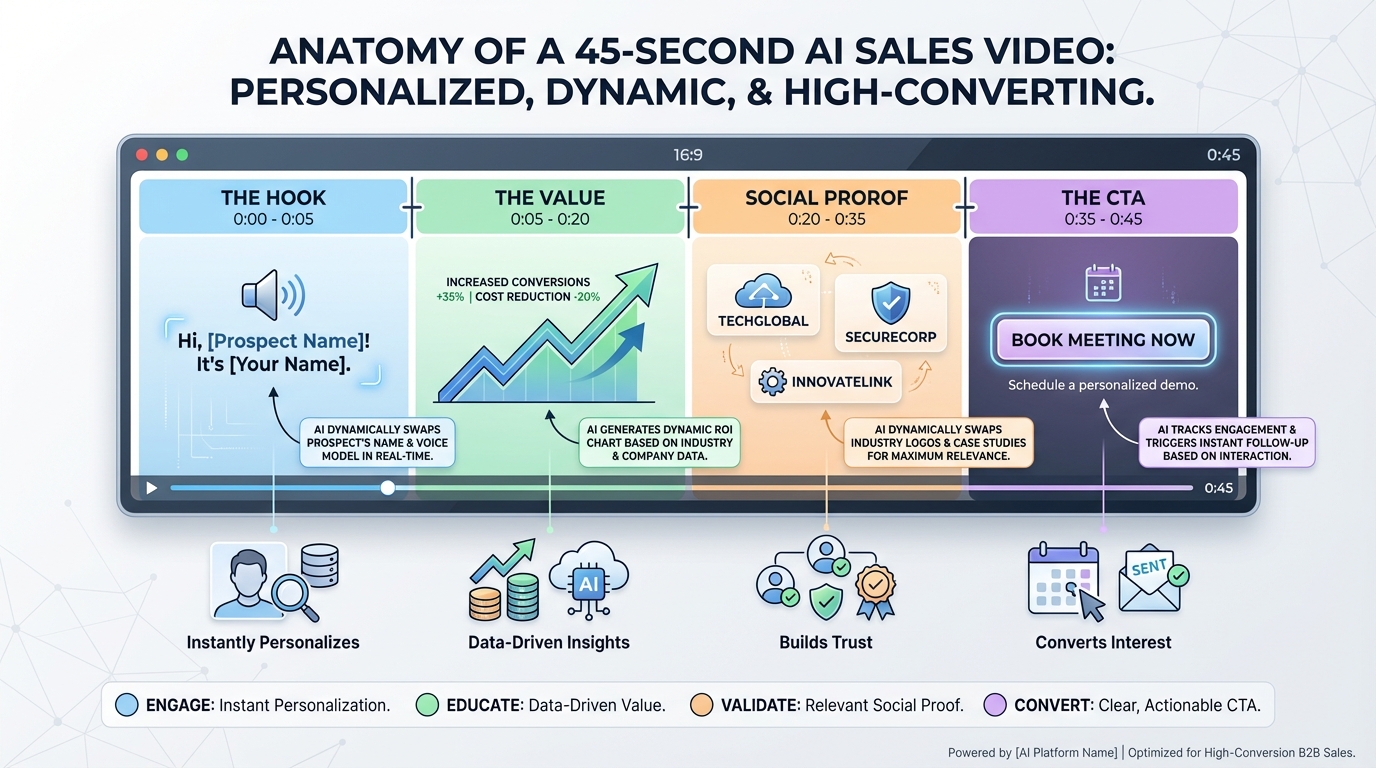 Diagram illustrating B2B video personalization scale and automation