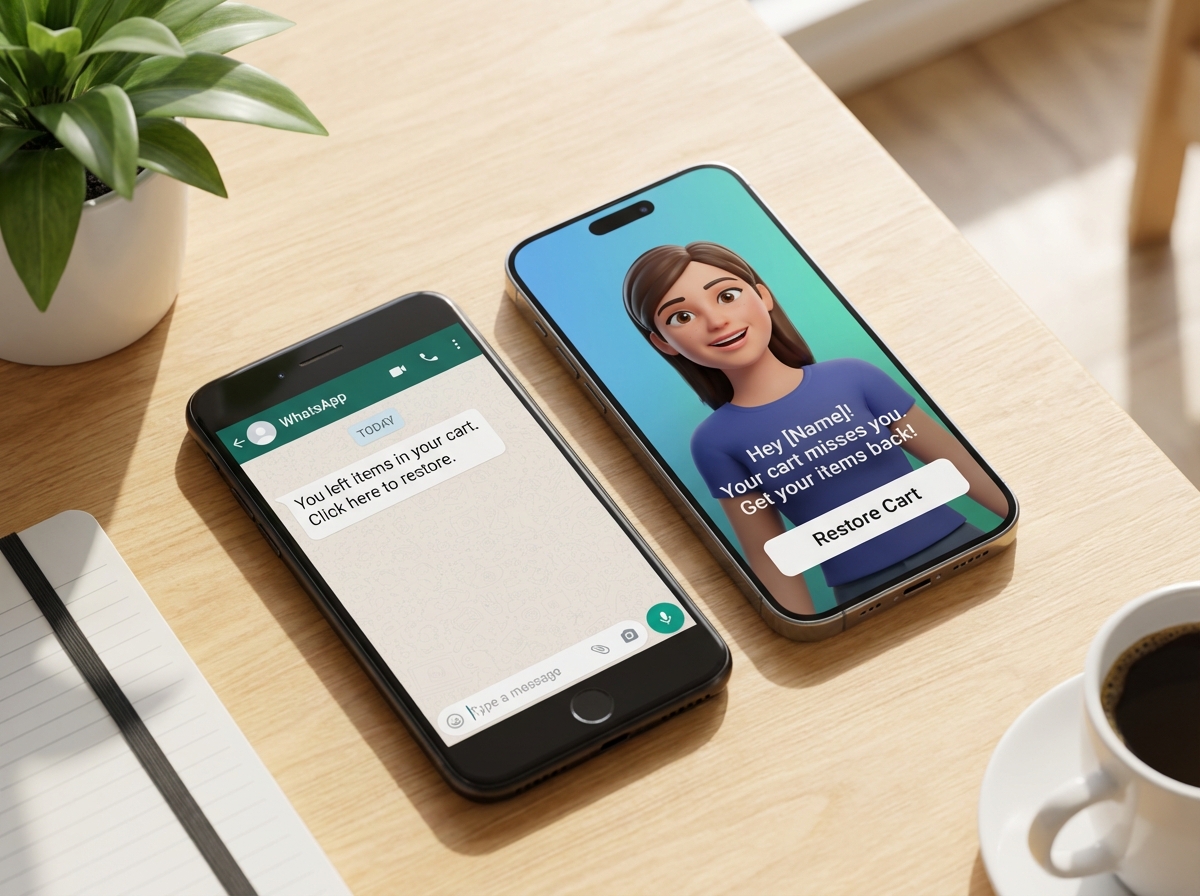 Illustration of D2C automation flows for WhatsApp personalized video in India