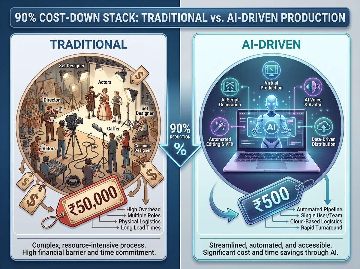 Storyboard of Hinglish AI educational video series workflow