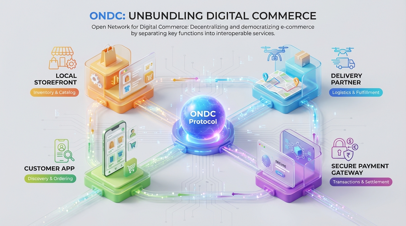 ONDC hyperlocal commerce marketing visual diagram