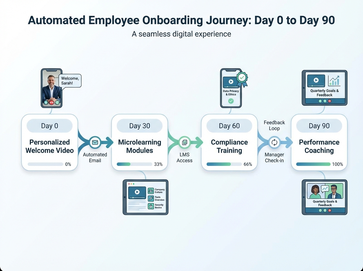 Global compliance and multilingual training video localization illustration
