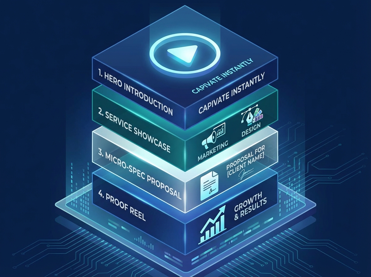 AI video freelancer portfolio illustration showing avatar-based video creation