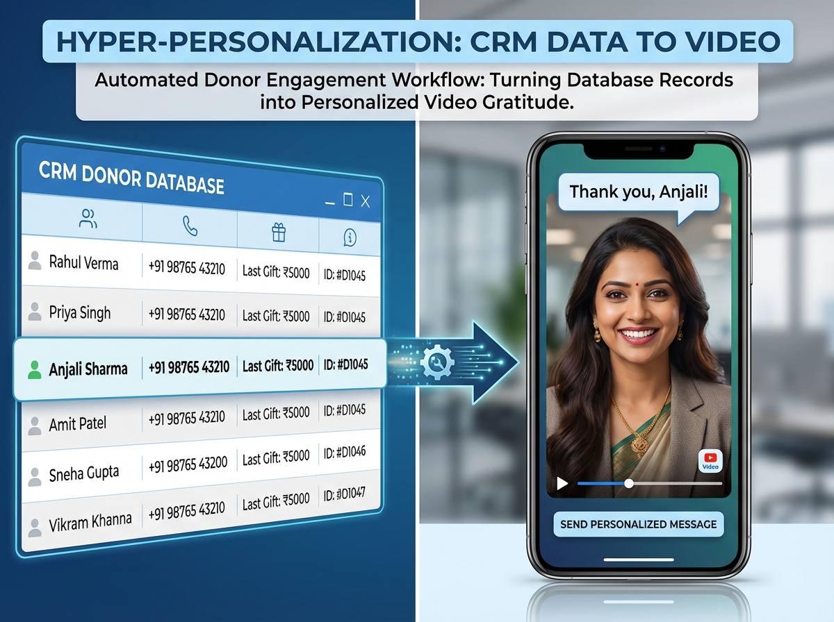 Illustration of AI-generated donor engagement videos for NGOs
