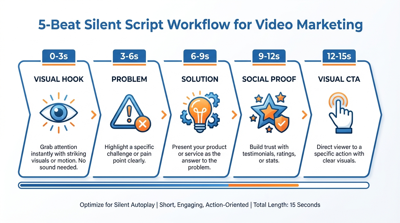 AI-powered workflow for creating silent-optimized videos from script to conversion