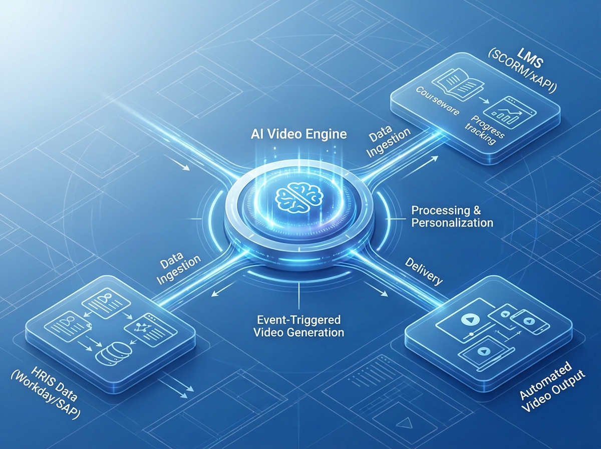 Microlearning video automation workflow illustration