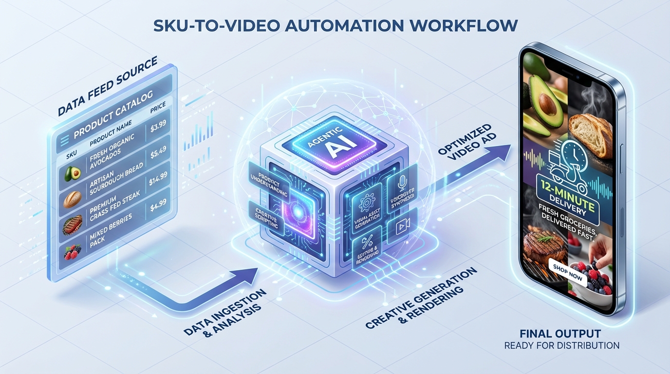 Illustration of AI-driven hyperlocal quick commerce video workflows