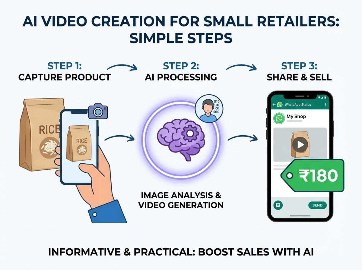 Low-cost AI video workflow for local retailers under ₹200