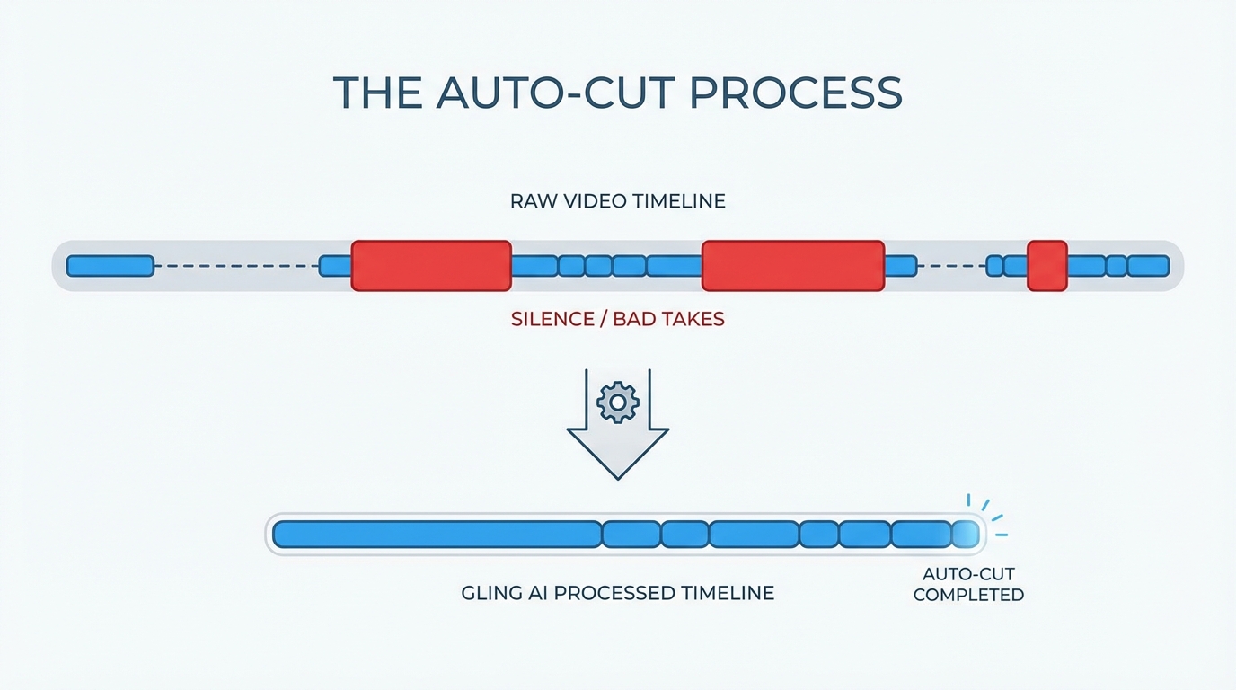 Comparison graphic illustrating AI video editing workflows for Gling and Descript