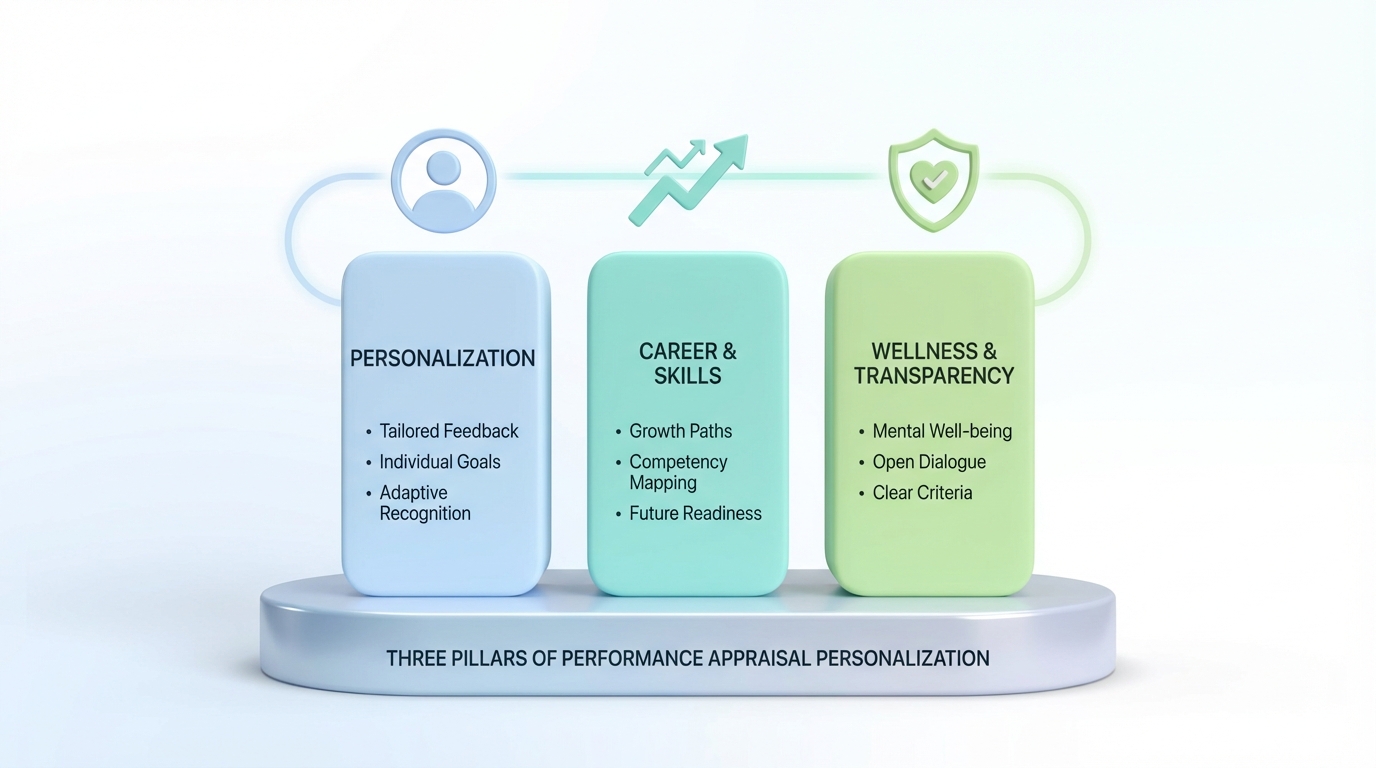 Video-led appraisal transparency and retention blueprint illustration