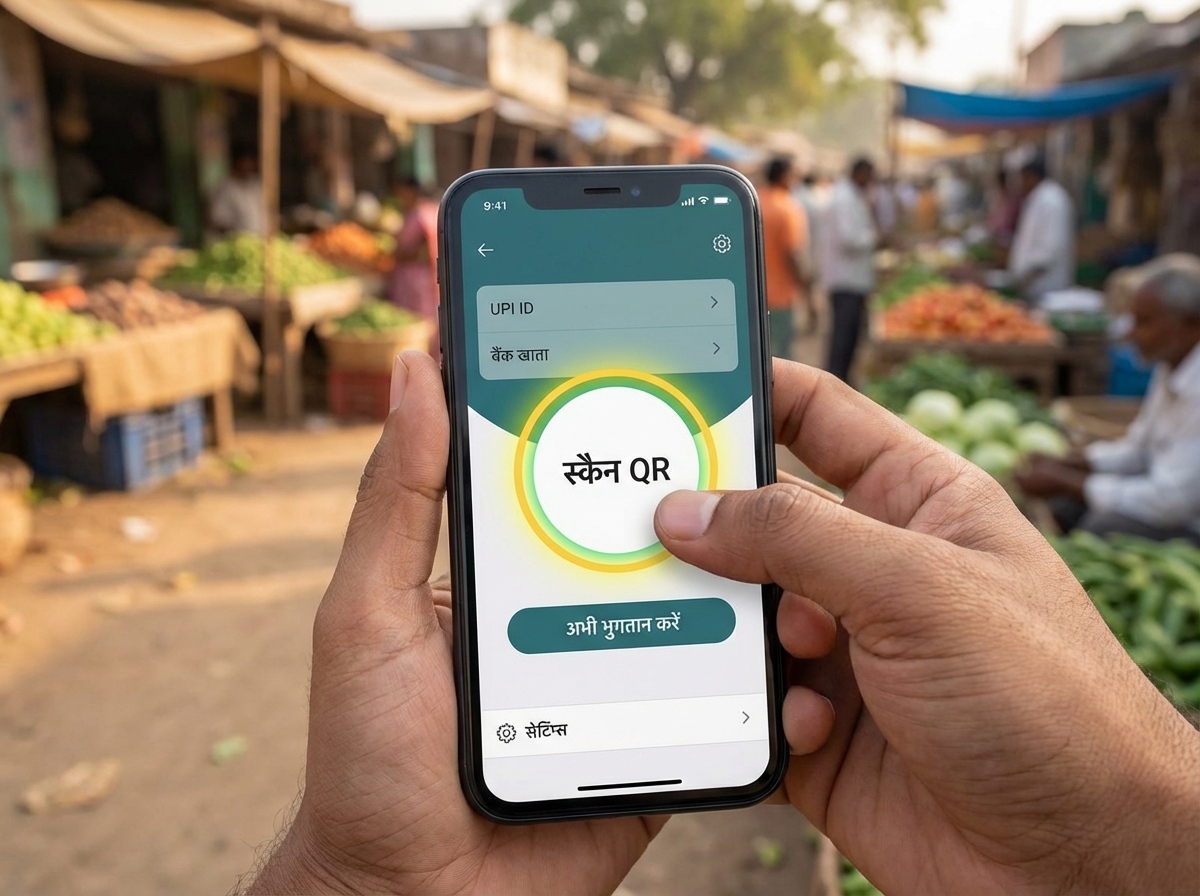 Farmer using a smartphone to onboard to an agricultural e-commerce marketplace