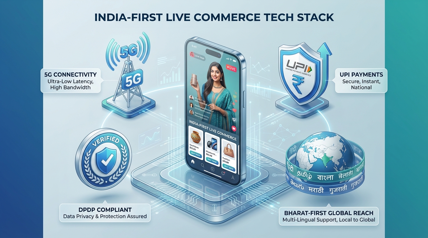 Illustrative graphic for AI-personalized live commerce in India