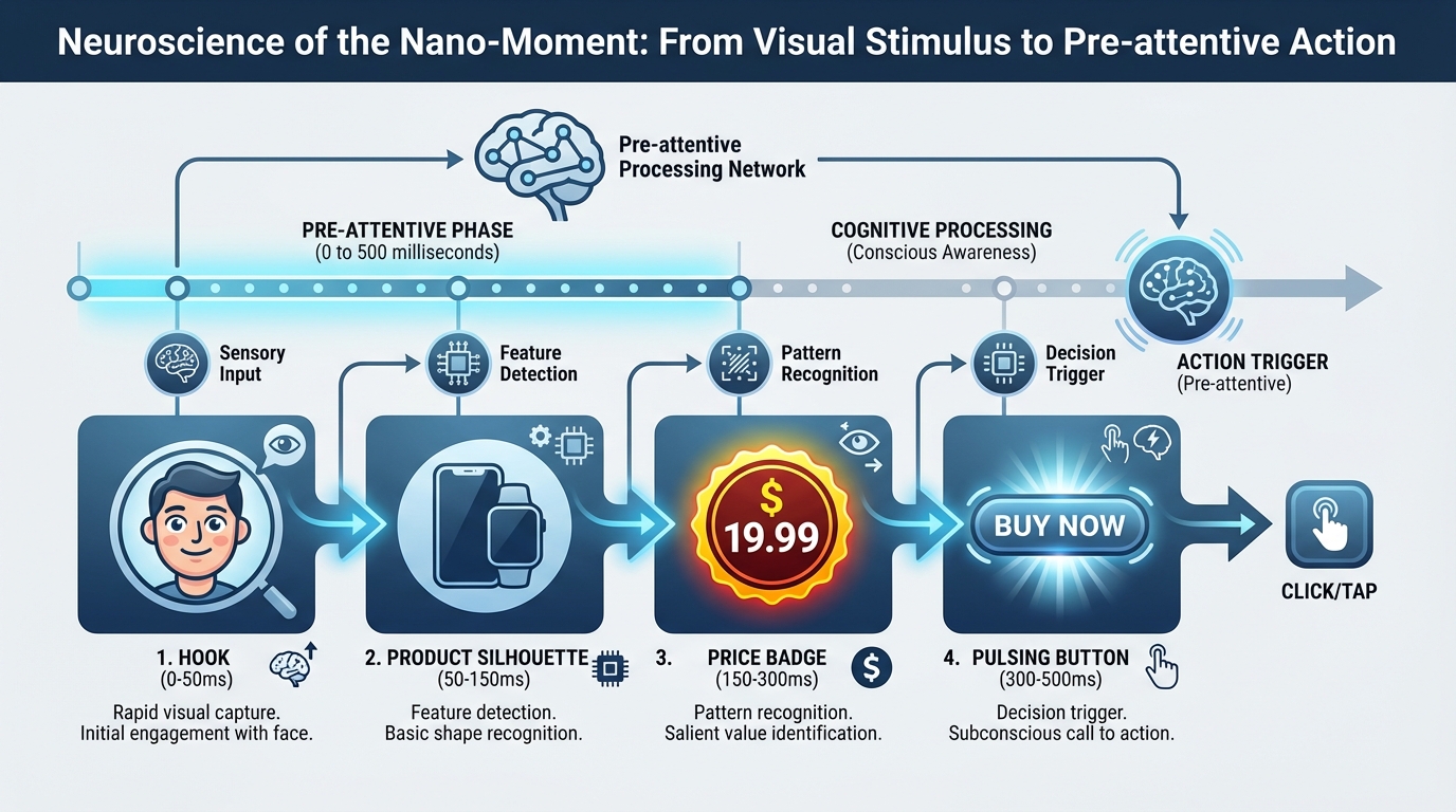 Illustration of scroll-stopping three-second conversion video structure