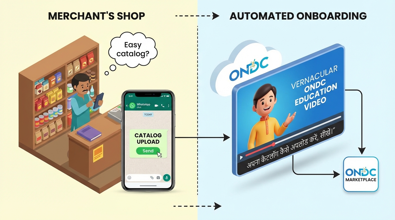 Illustration of ONDC hyperlocal video-led onboarding and discovery