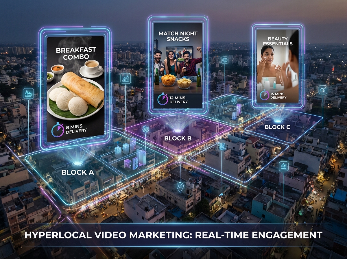 Quick commerce video funnel illustration