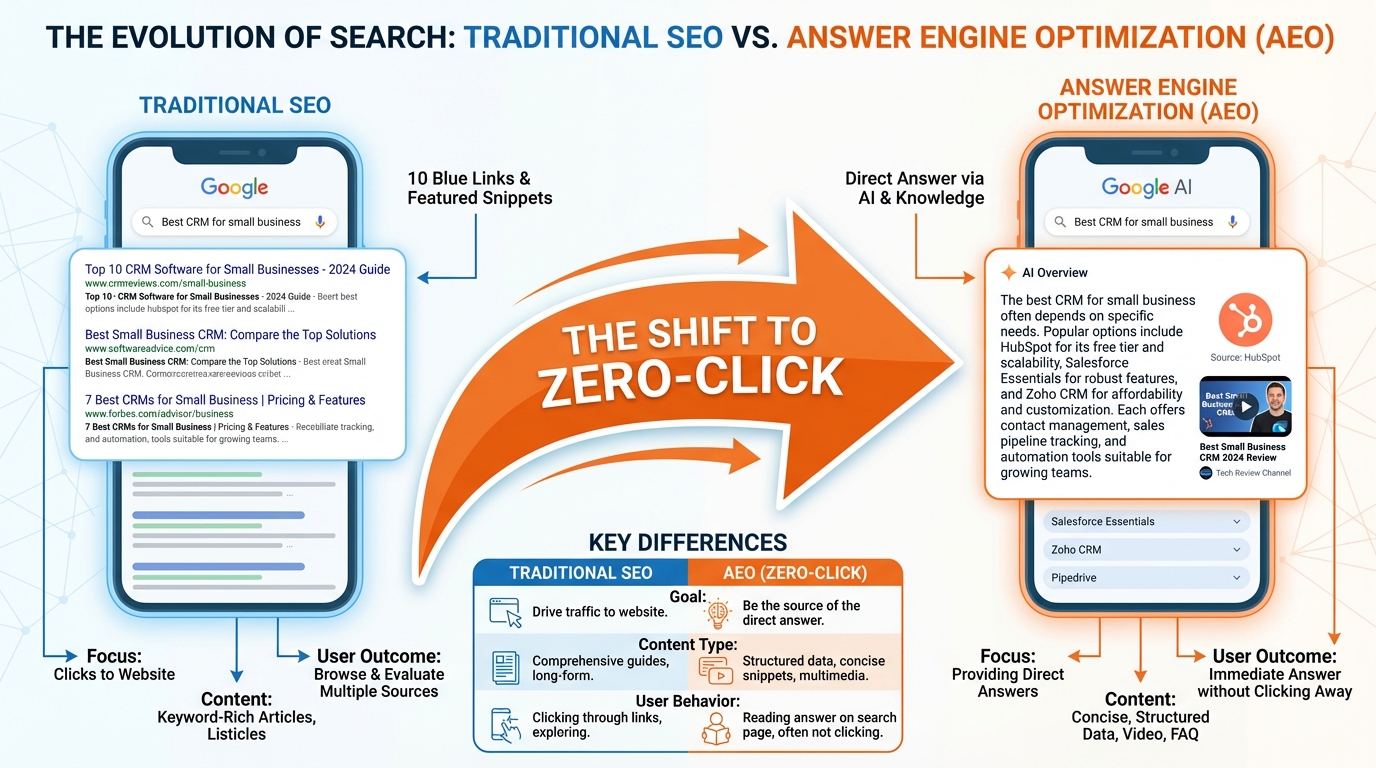 AI Overviews optimization 2026 visual for enterprise AEO and video-first strategy in India