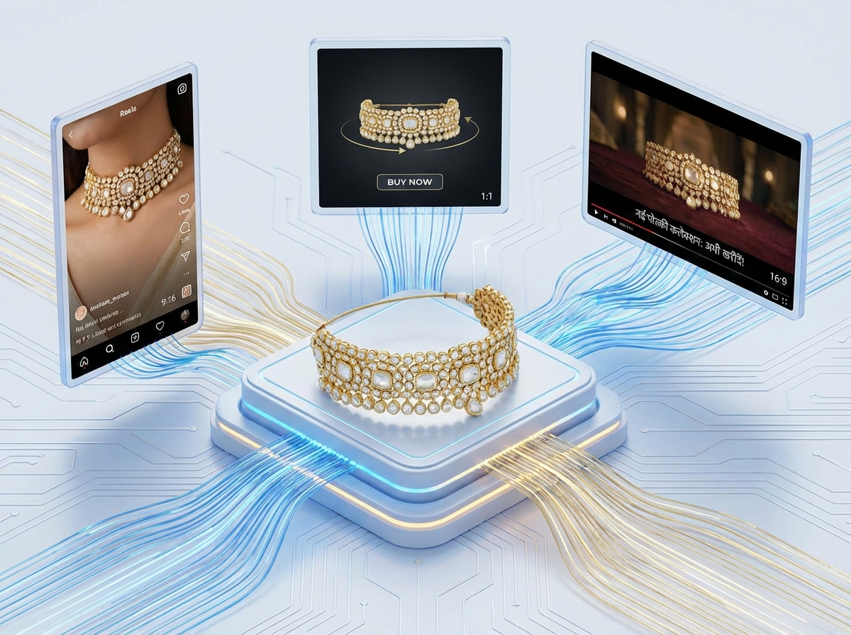 AI jewelry video automation pipeline illustration