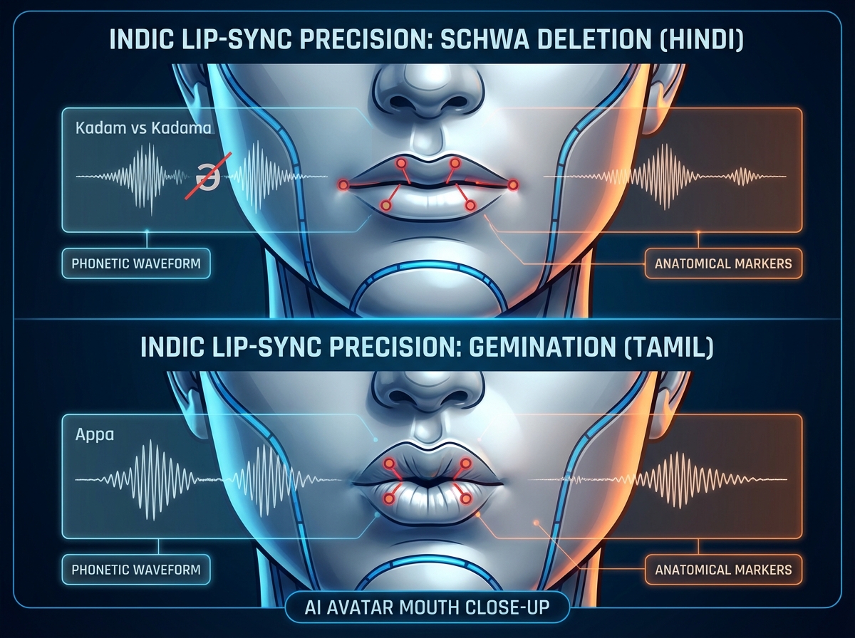 Example of Hinglish prompts generating Hindi audio and Devanagari captions in an AI video editor