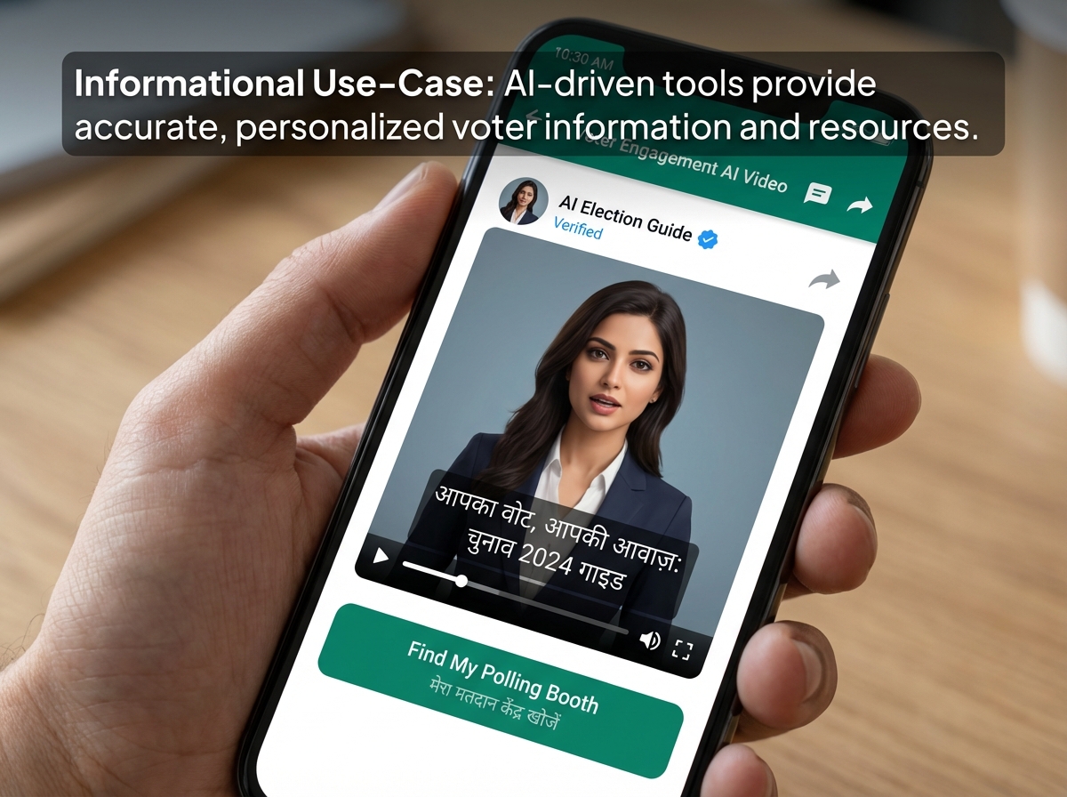 Diagram of informational AI video use-cases for voter engagement