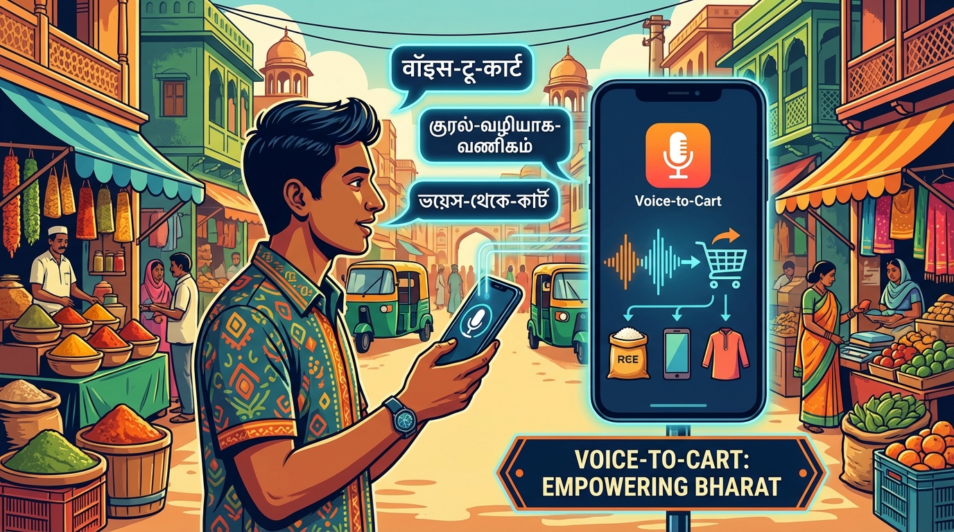 Dashboard showing vernacular video automation pipeline for voice commerce