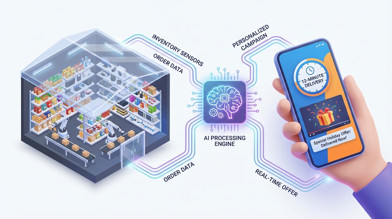 Quick commerce personalization engine illustration